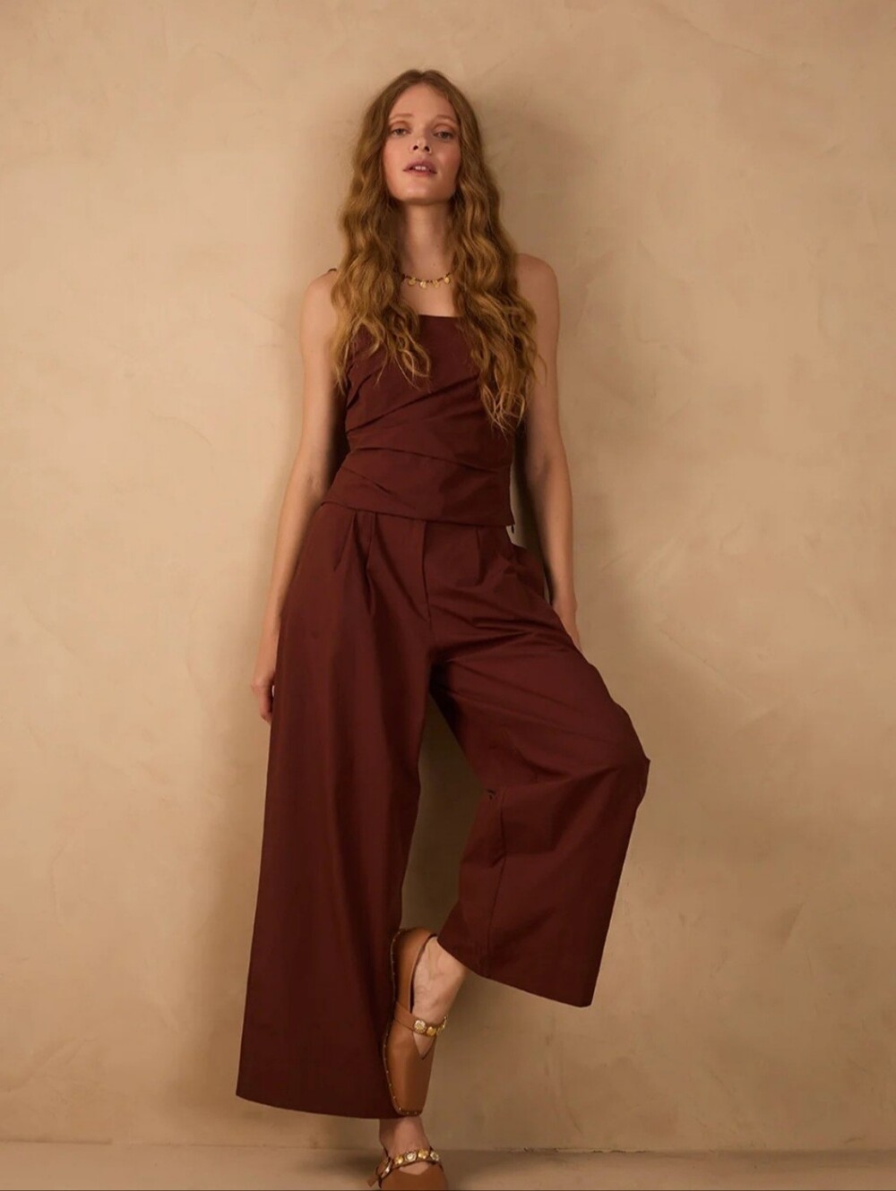 Matching Tank Top & Flowy Pants With Matching Belt